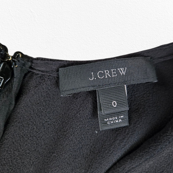 J.Crew Black Crepe Ruffle Hem V Neck Knee Length Flounce Wrap Dress Size 0 - Picture 6 of 9